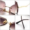Vintage Rimless Cut Edge Sunglasses Designer Luxury Black Shades Metal Frame Big Gradient Square UV400