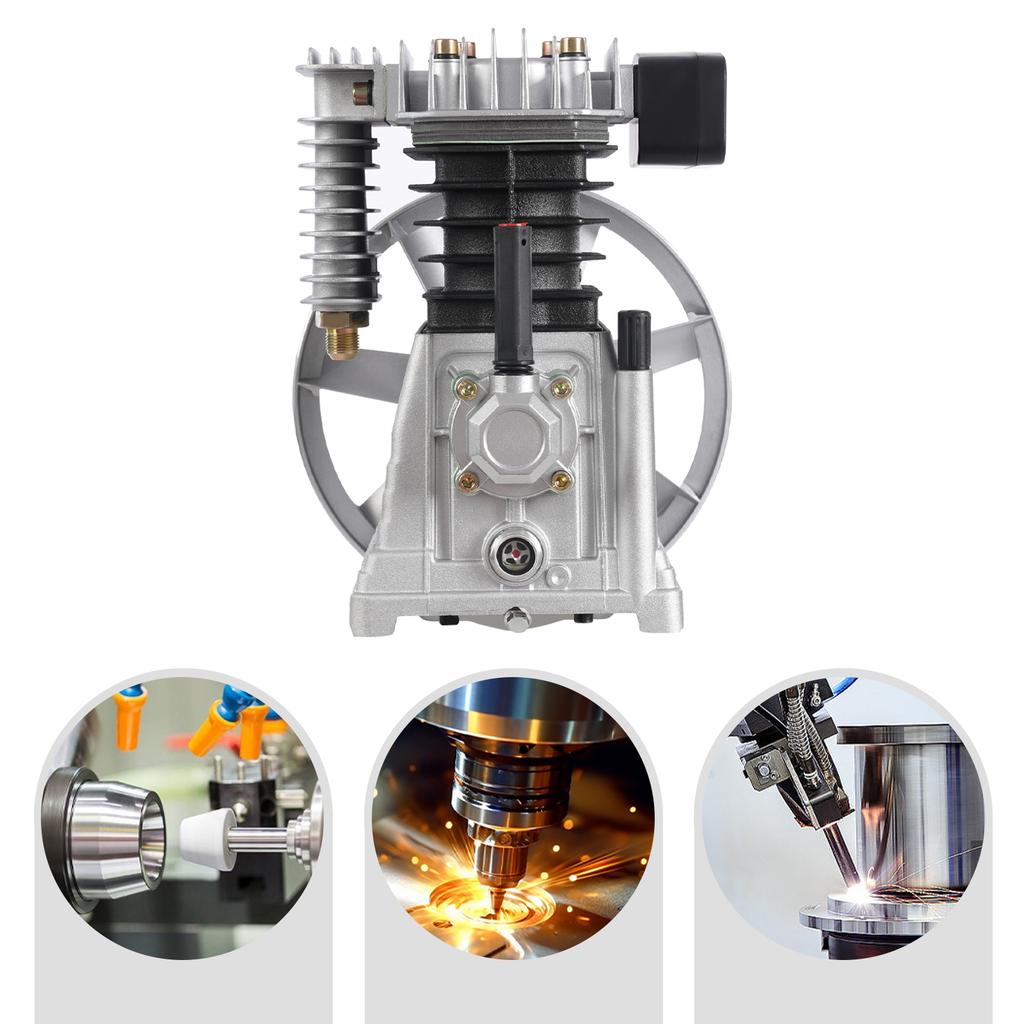 Air Compressor Pump Head 3HP 66Gal/min 0.8mpa Rated Pressure Aluminum Iron with Cooling Fan for Automotive Pneumatic Tools