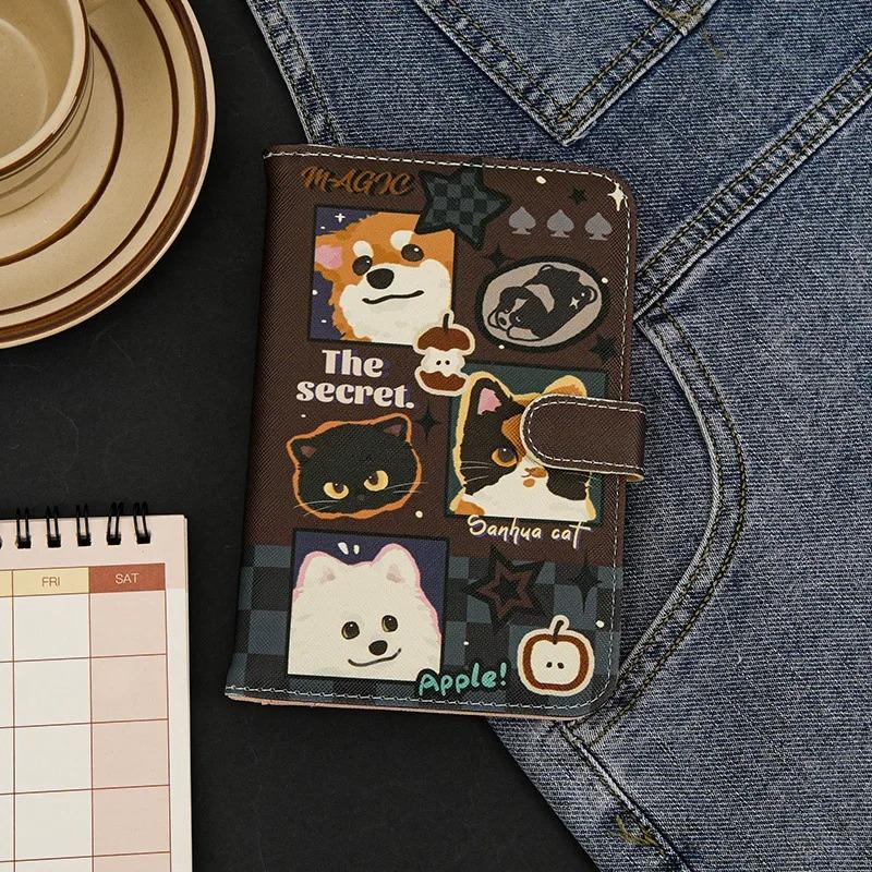 Cute Cartoon PU Passport Cover for Travel, Multi-Functional ID Card Holder Wallet, Portable Ticket & Credit Card Organizer