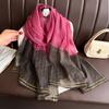 Brand Women Silk Scarf Female Stripe Foulard Femme Pashmina Shawls And Wrap Big Size Scaves Beach Towel Bandana Muslim Hijab