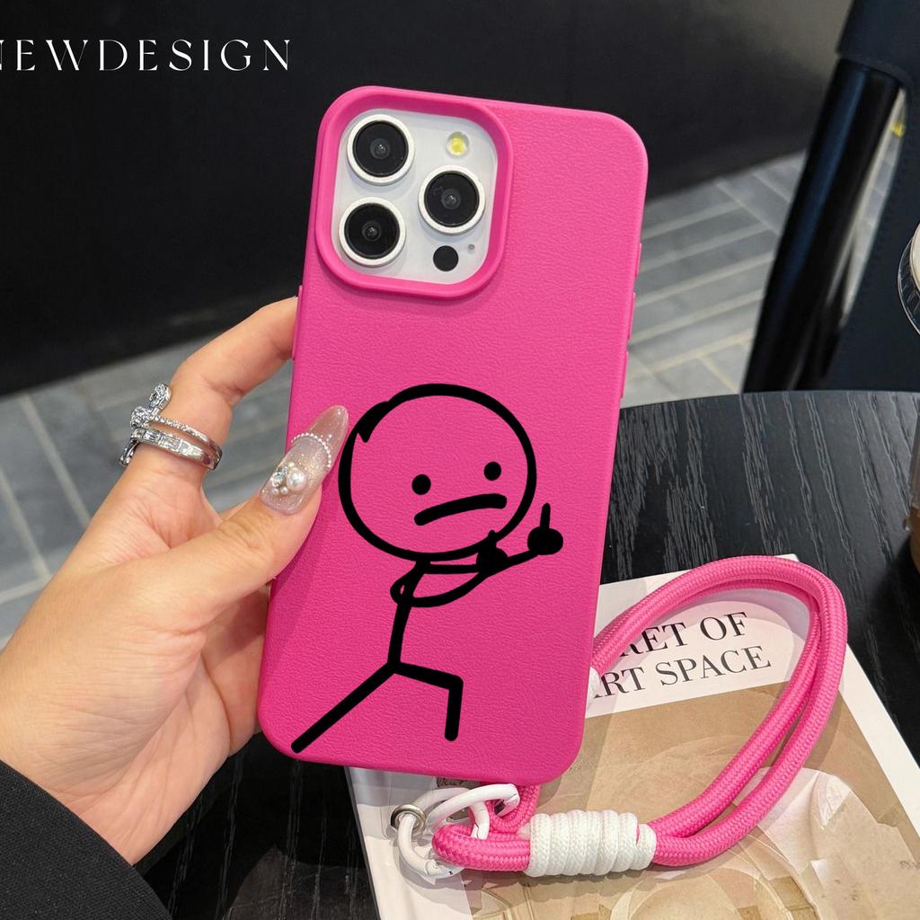 Funny Cartoon Matchman Phone Chain Lanyard Case For iPhone 17 16 15 14 13 Pro Max 11 Plus Shockproof Silicone Luxury Soft Funda