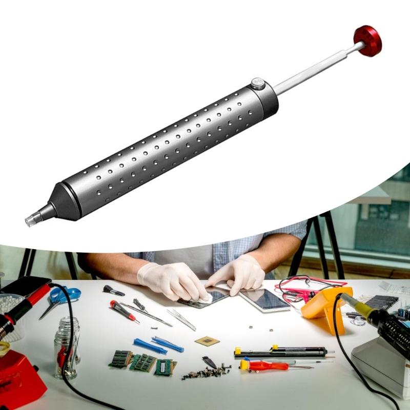 Sturdy Aluminum Alloy Solder Sucker with Powerful Vacuum Handheld Tool for Quick Desoldering in Electronics Projects