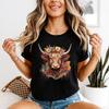 Highland Cow Sunflower Floral Milk Farm Scottish Funny Womens T-Shirts Top
