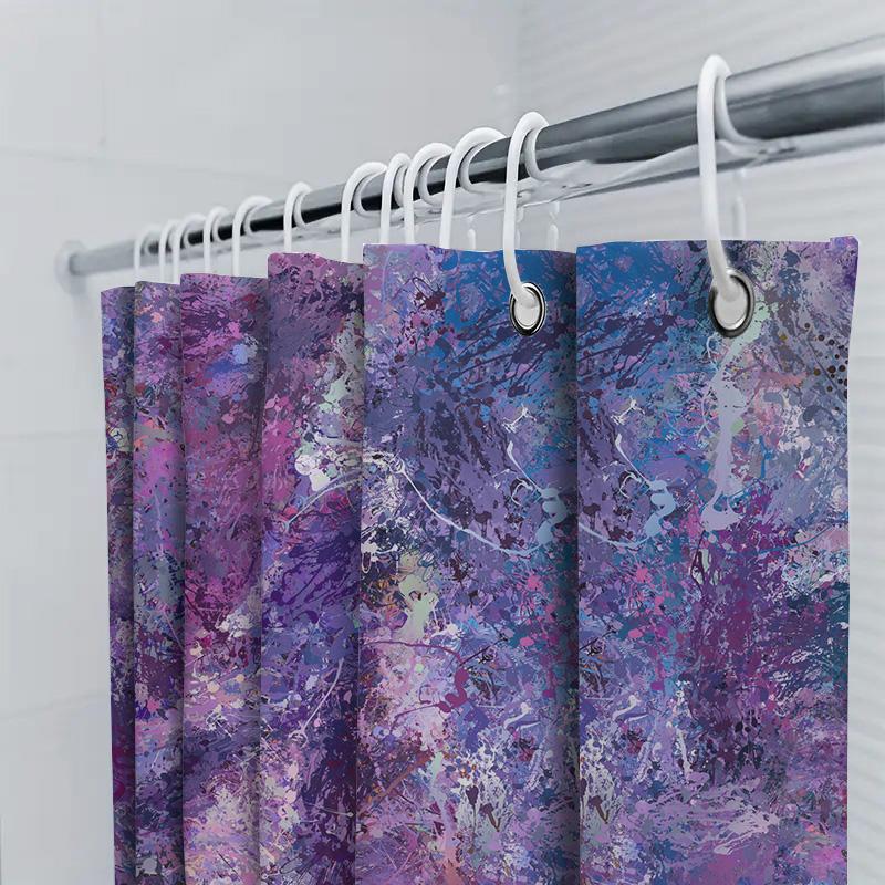 Abstract Bathroom Shower Curtain With Purple, Pink Blue Artistic Design Modern Home Decor For Bathtub 72 X 84 Inches (183Cm X 21