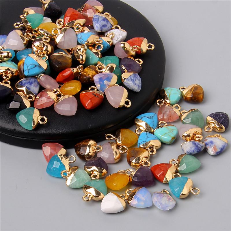 5pcs 10x13MM Natural Stone Faceted Heart Shape Pendant Charm Quartz Crystal Jewelry Accessorie For Making Earring Necklace