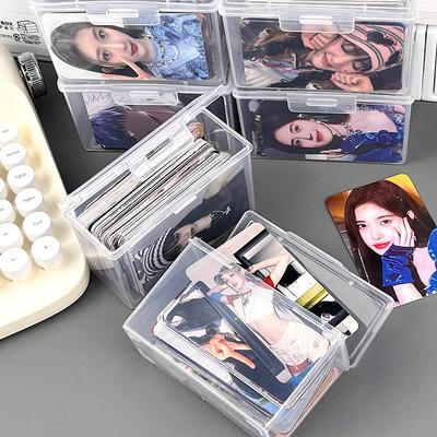 Transparente Kunststoff-Aufbewahrungsbox für Fotokarten, kleine Karten-Aufbewahrungsbox, Schreibtisch-Organizer-Box, Klassifizierungsbox, Schreibwaren