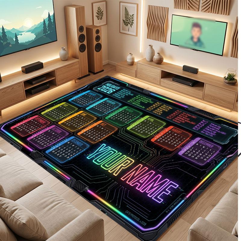 Abstract Personalized Theme Crystal Velvet Floor Rug Personalized Custom Name Text Warm Carpet Home Decoration