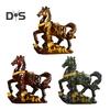 Escultura de resina para mascota de té con forma de caballo que cambia de color, adorno de caballo con base de símbolo de dinero de alta temperatura, decoración del hogar para la ceremonia del té, exhibición de riqueza