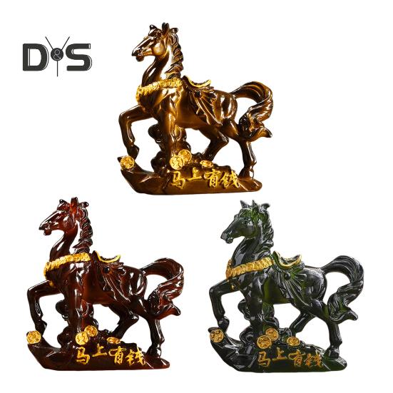 Escultura de resina para mascota de té con forma de caballo que cambia de color, adorno de caballo con base de símbolo de dinero de alta temperatura, decoración del hogar para la ceremonia del té, exhibición de riqueza