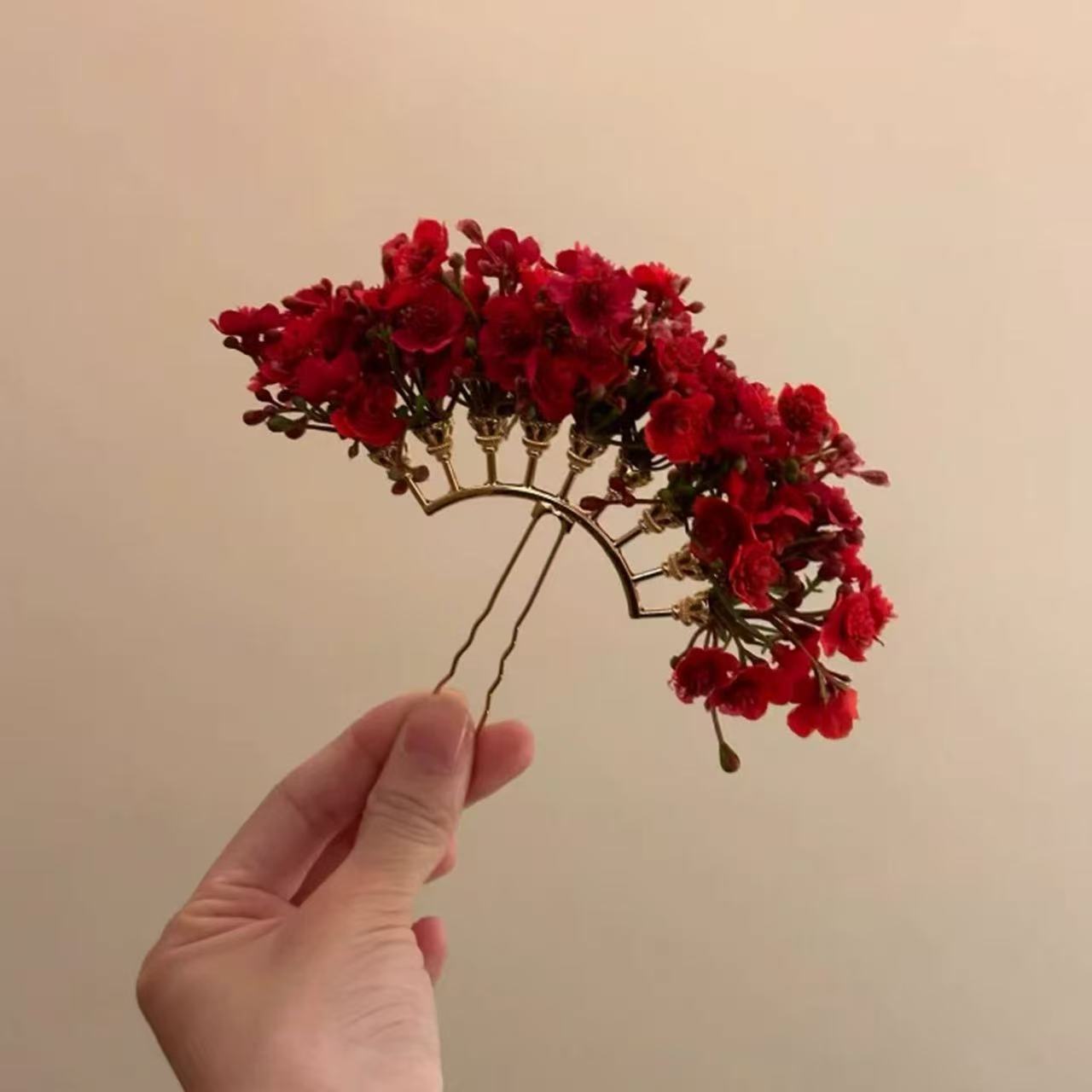Red Luan Tianxi~Red Starry Sky Hairpin Women s Ancient Style Toast Dress Hanfu Hair Accessories Bridal Headwear Headflowers