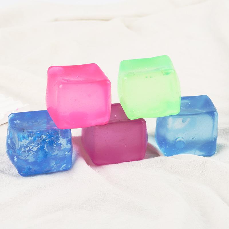 Transparent Maltose Ice Cube Slow Rebound Squishy Toy, Solid Clear Gel Cube Squeeze Fidget, Soft Stress Relief Decompression Toy