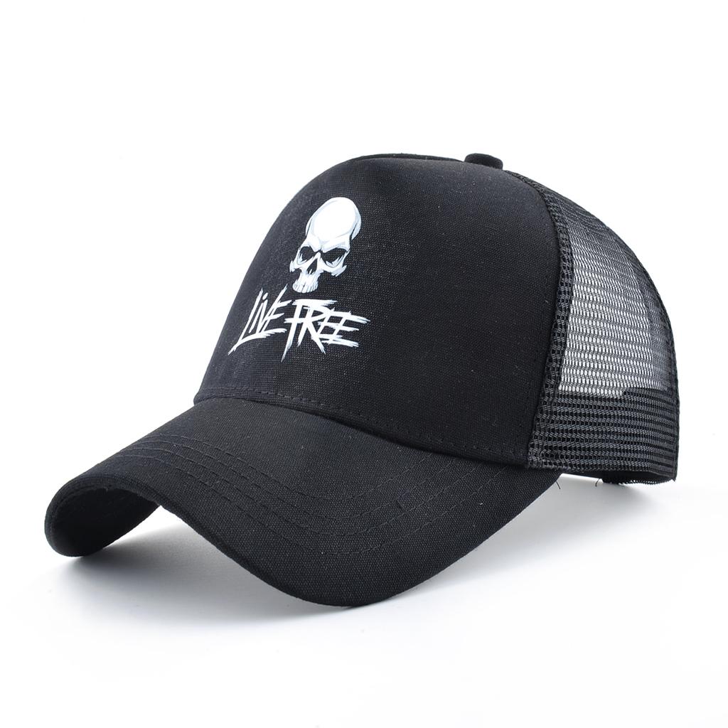 Summer Baseball Cap Outdoor Breathable Mesh Trucker Cap Men Women Printing Skull Snapback Hip Hop Caps Adjustable Visor Cap