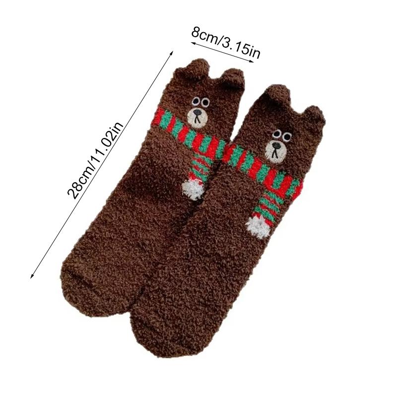 1 Pair Mid-Calf Stockings Home Sock Fleece Lining Clothing Accessories Floor Socks Funny Thickened Warmth Multi-Color