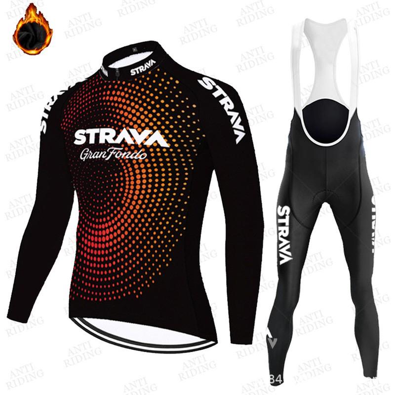 Fleece Fahrradtrikot Set Langarm Thermische Basisschicht Rennrad Männer Frauen Winterfahren