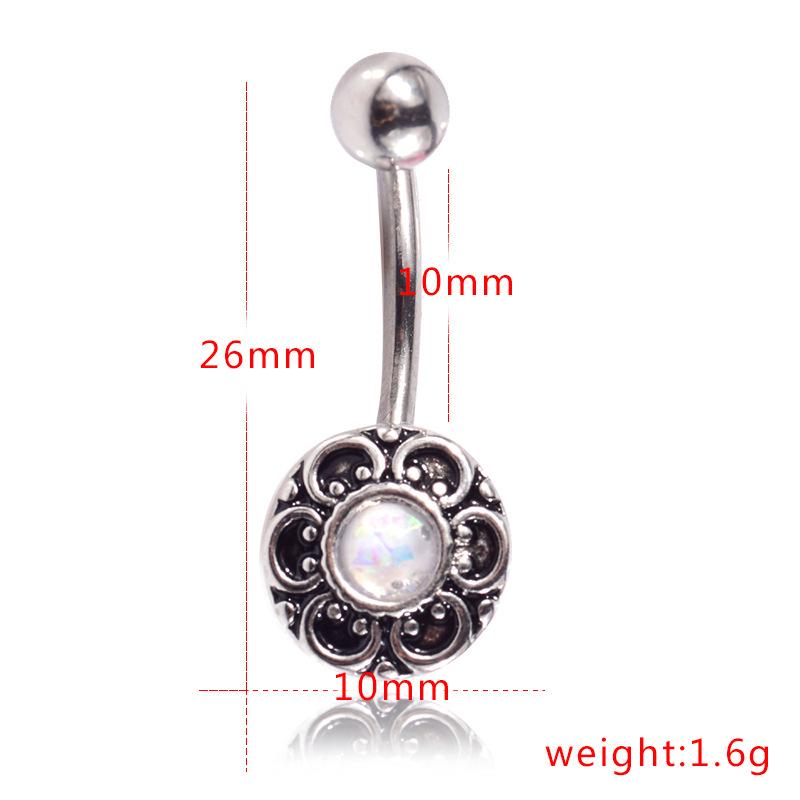 Cross -border European and American Puncture Jewelry Retro Opal Australian Rounded Lace Belly Navel Cord Buckle Belly Nails