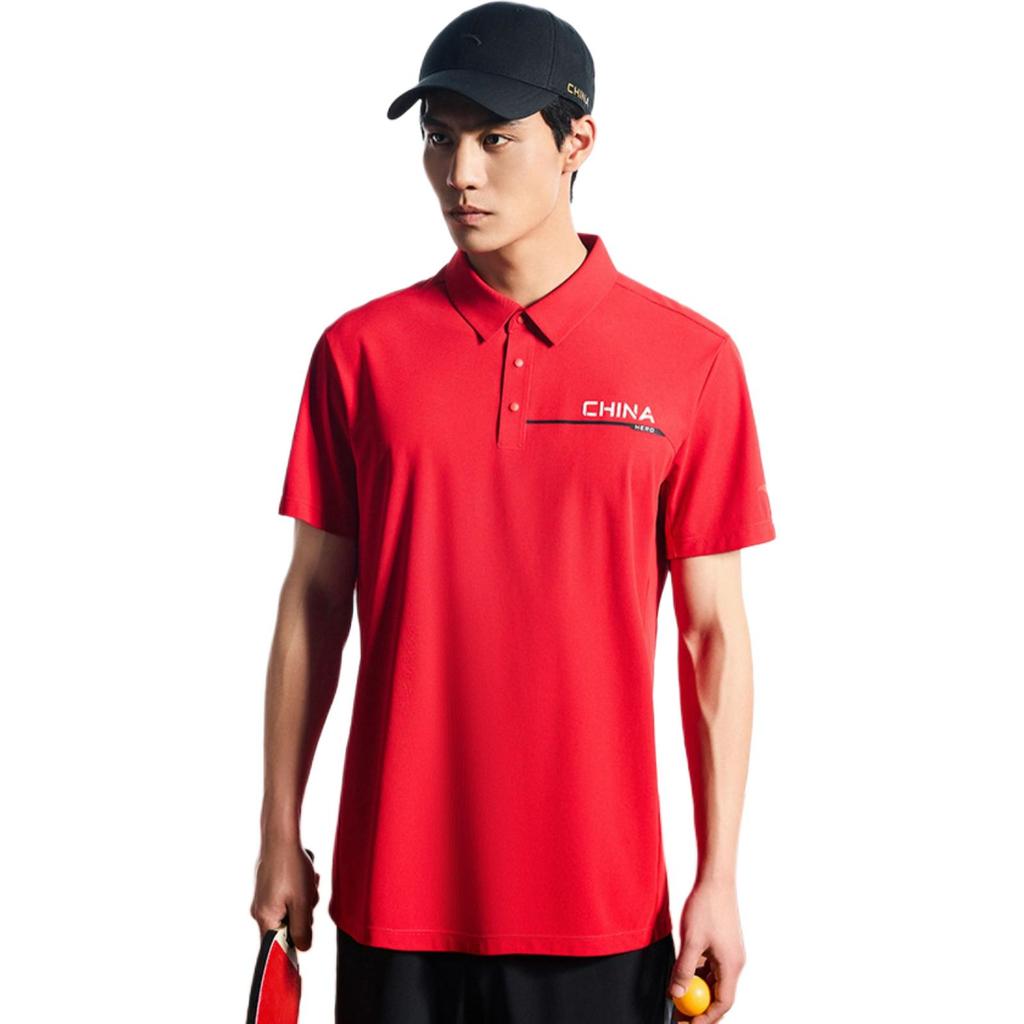Anta Training Series Letter Print Casual Sports Comfortable Quick-Dry Short Sleeve Polo Shirt Men Polo Shirts Classic-Red 152437101-2