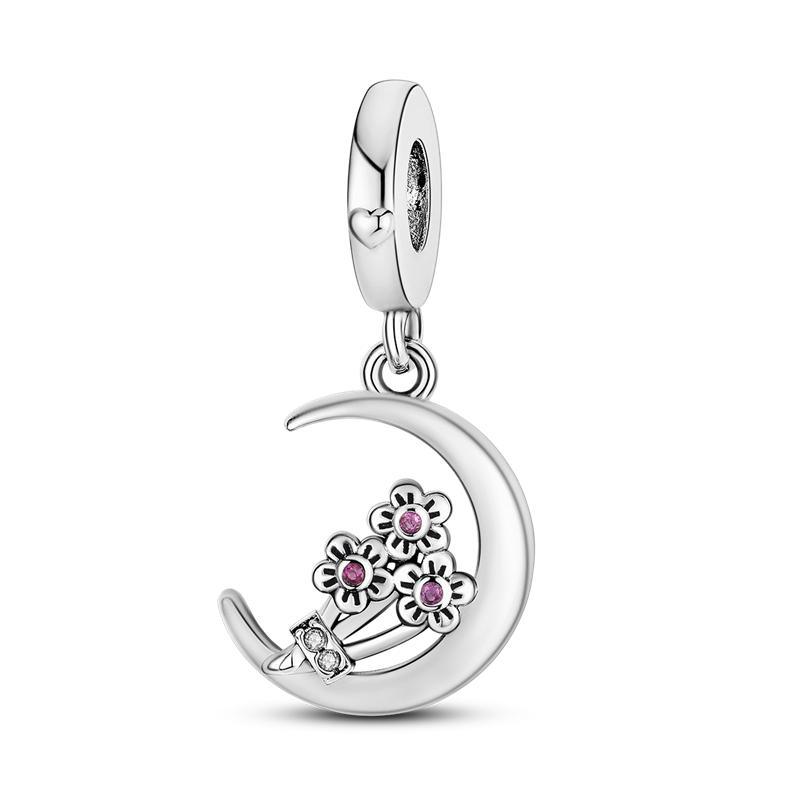 Fashion Copper Dangle Plant Charm Beads Four Clover Original Accessories Bracelets Diy For Pendant Necklace Making Women