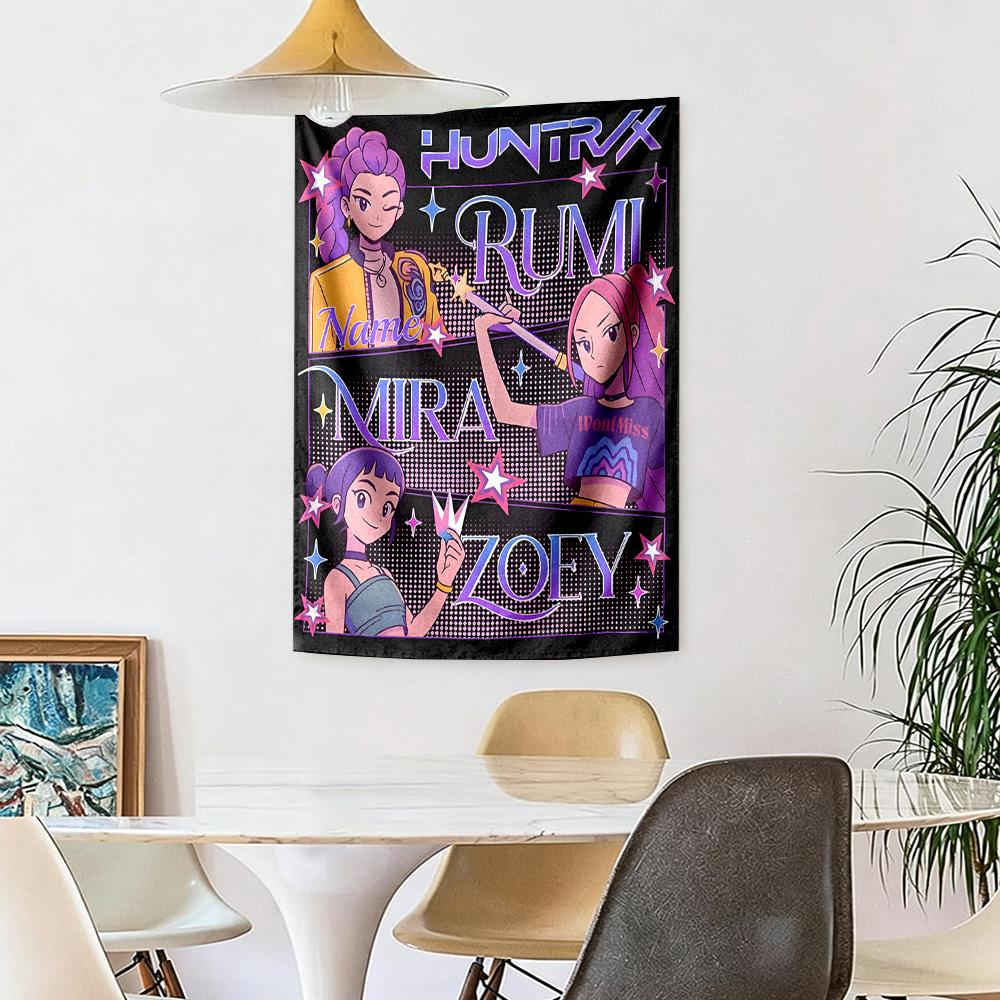 Kpop Demon Hunters Custom Your Name Wall Decor Tapestry Art For Pet Memorial Birthdaywedding Party Backdrop Family Gift