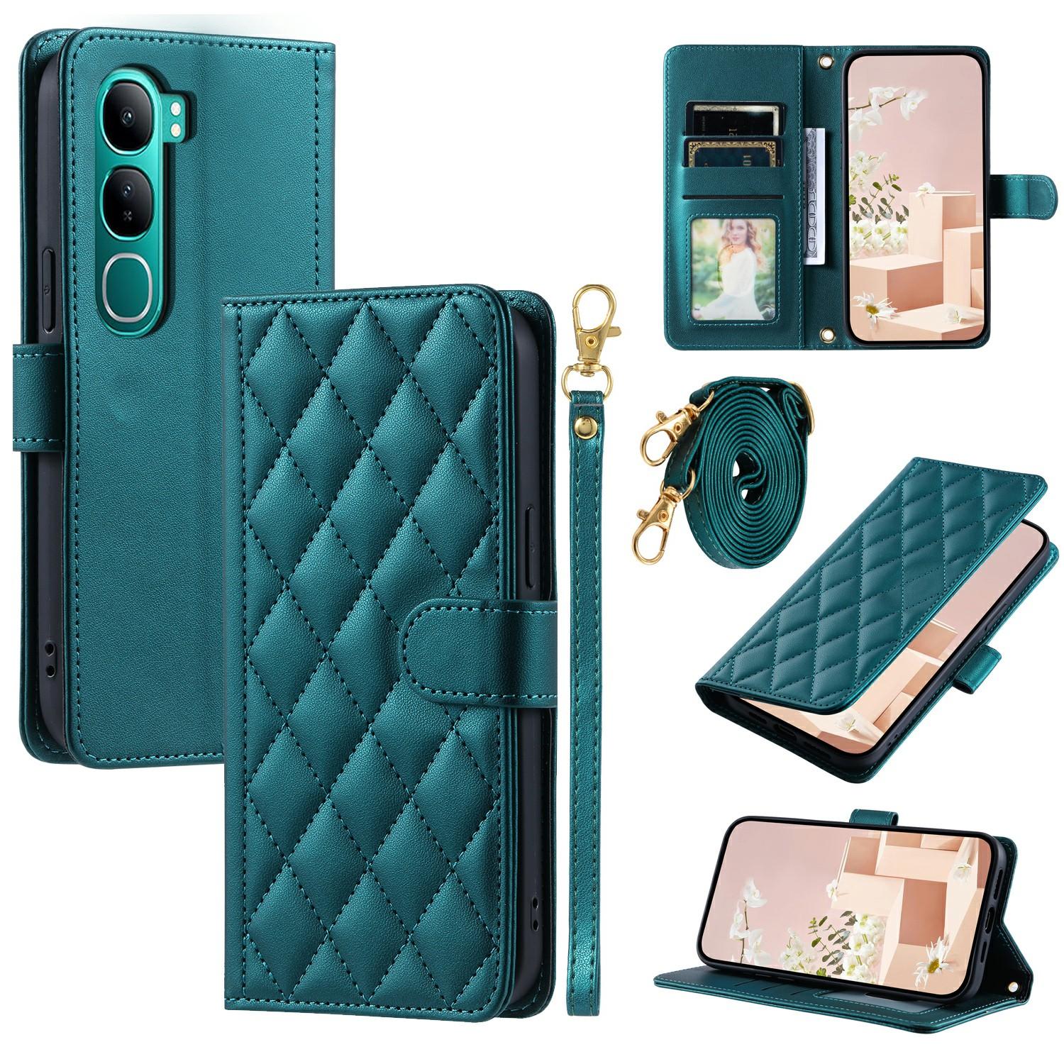 

Wallet Case For vivo Y300 5G/Y300 (Indonesia) 5G/ V40 Lite (Indonesia) 5G/4G Rhombus Grid PU Leather Phone Cover C