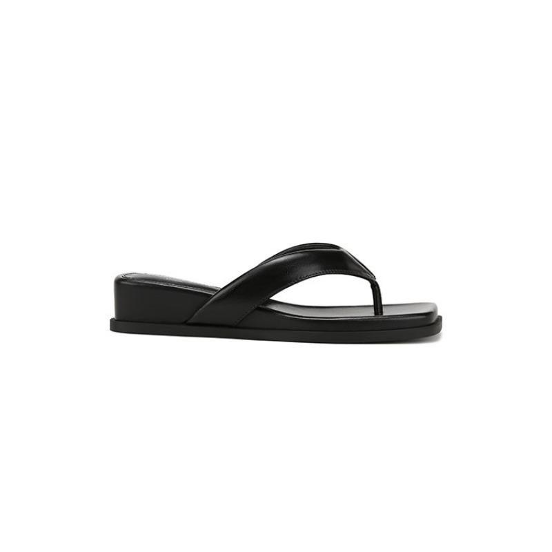 Super JI Model~ Square Toe Slope Heel Beach Flip-flops Women's Sandals Outside