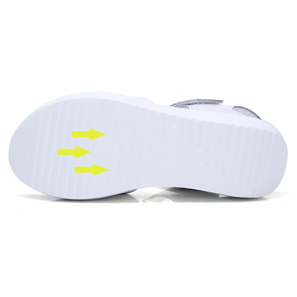 WTEMPO Women Large Size Wedge High Heels Shoes Female Solid Color Buckle Platform Leather Casual Summer Slippers