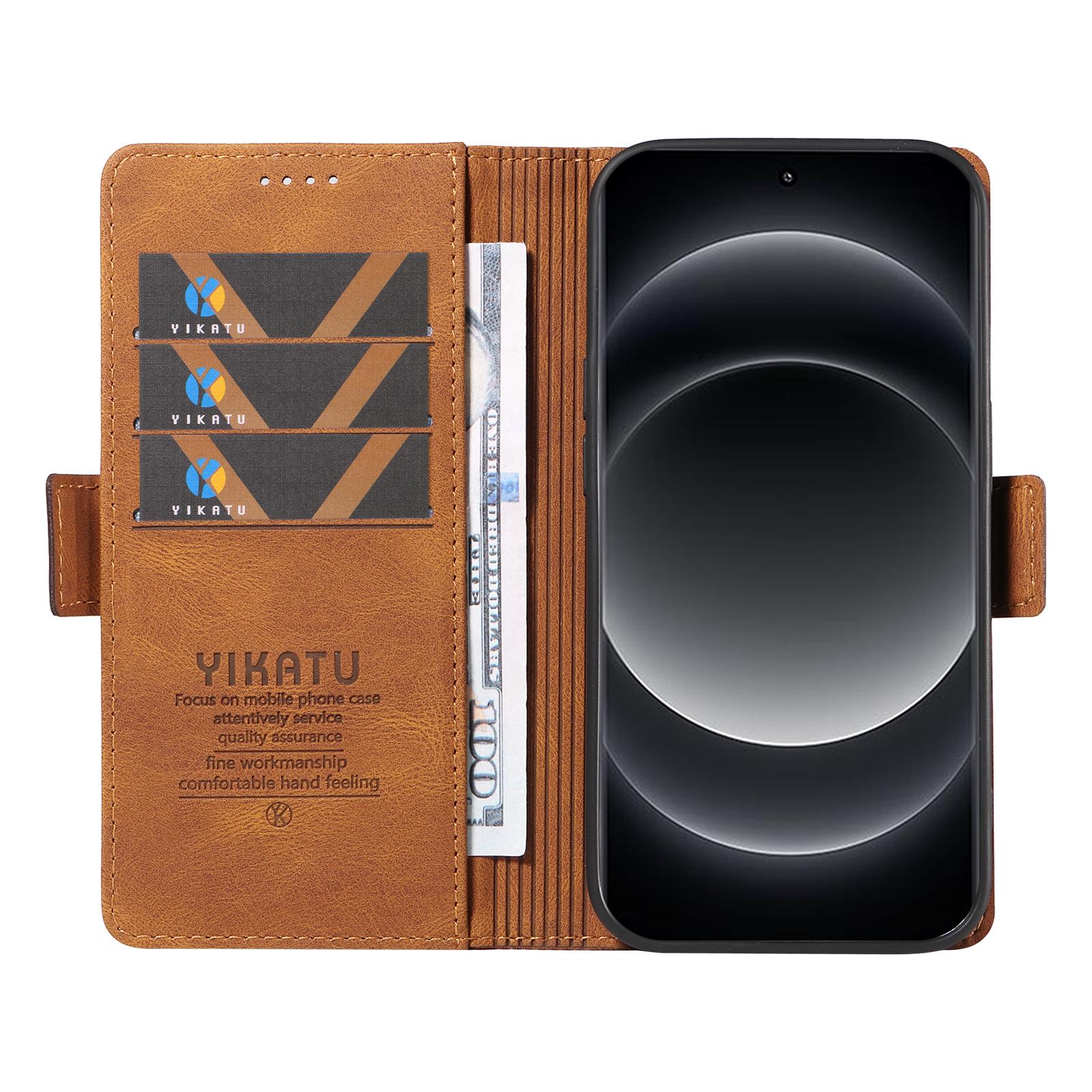 

YIKATU YK-005 For Xiaomi 14 Ultra Case Wallet Leather Shockproof Phone Cover Brown