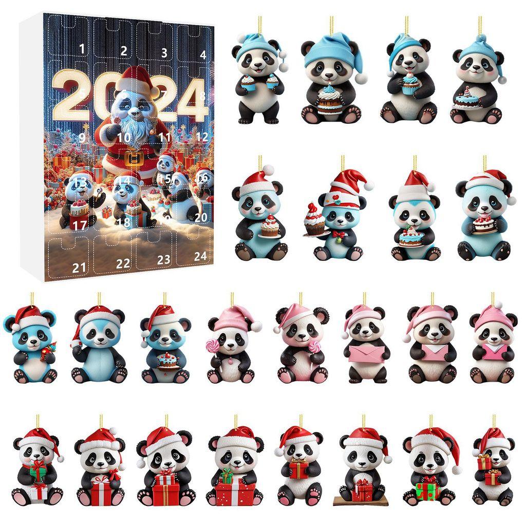 Christmas Countdown Blind Box With Panda Hanging Decor For Holiday Gift Giving