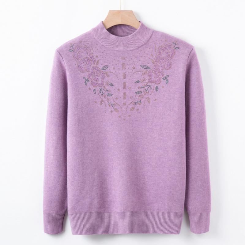 New mother's autumn and winter plush sweater medium and old women's clothing integrated plush warm bottoming shirt grandma autumn top