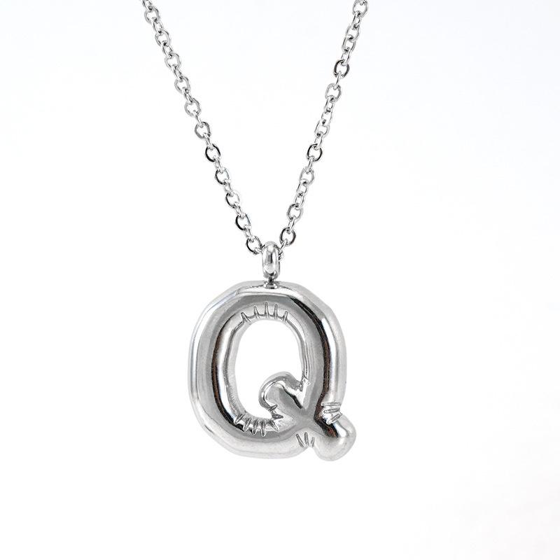 Fashionable Plump Stainless Steel Alphabet Necklace For Women