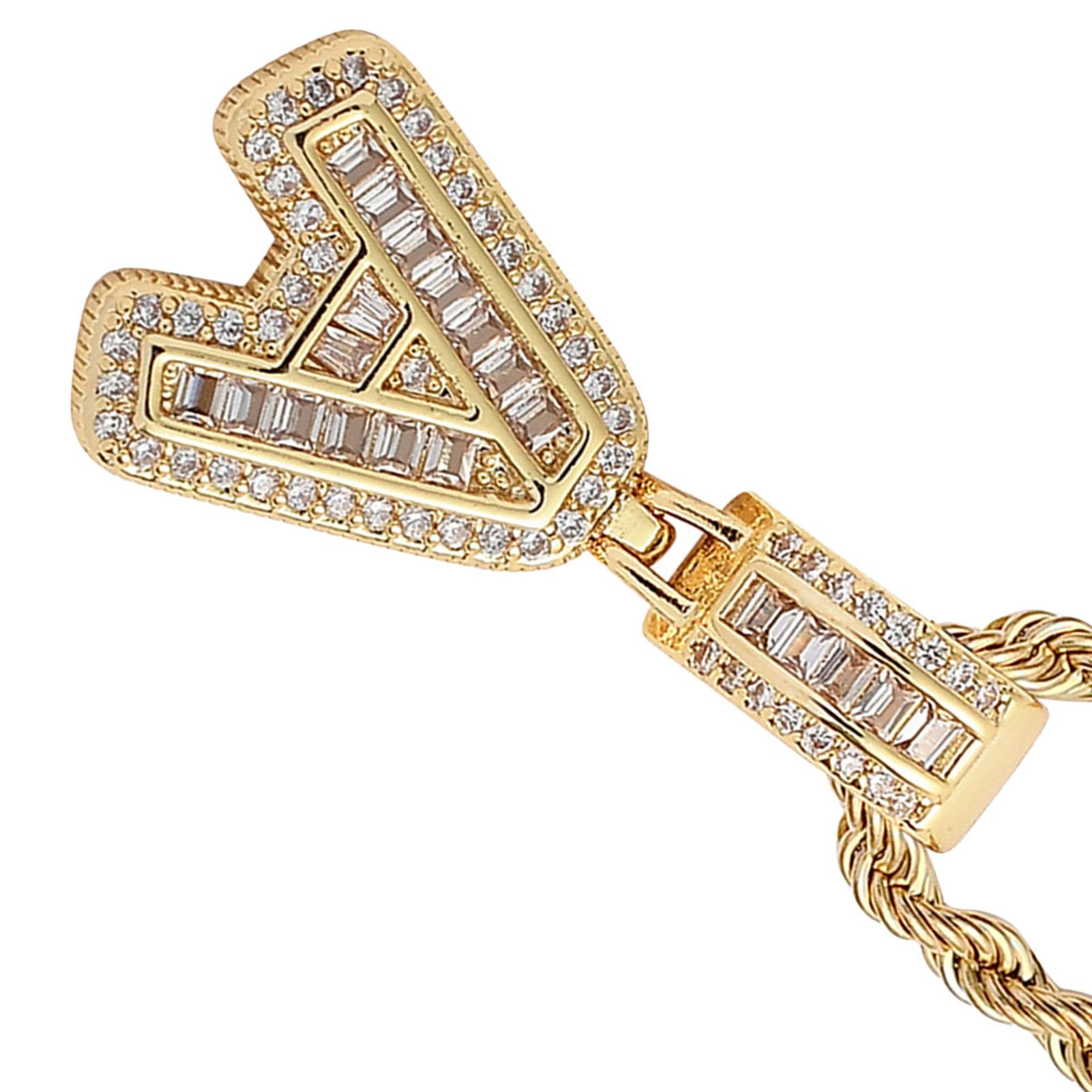 

Zirconia English Letter Pendant Necklace Men Women Fashionable Necklace Jewelry Accessory for Party A