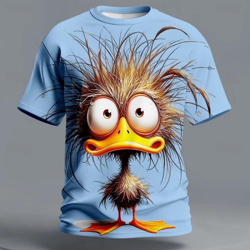 3D Printed Funny Duck T Shirt For Kid Cartoon Animal Pattern T-Shirts Summer Fashion O-Neck Loose Tops Street Short Sleeve Tees