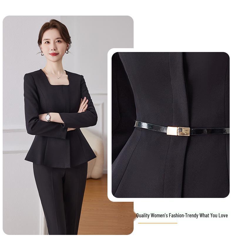 Women's Dark Blue Professional Suit - Spring/Summer Hotel Manager Reception Uniform