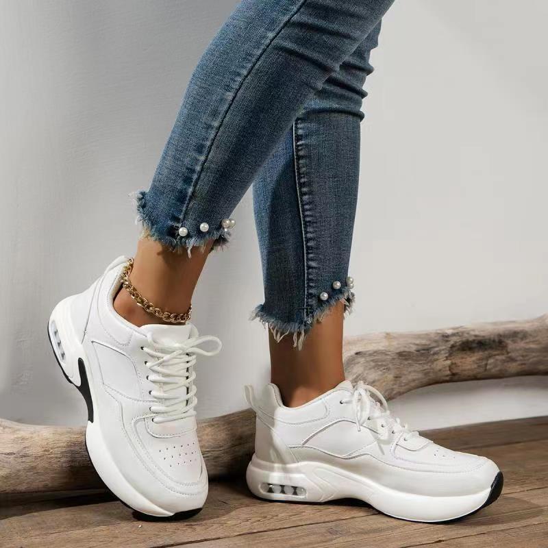 Summer Cross-strap Color-blocked Thick-soled Height-increasing Women's Shoes Fashionable New Casual Flat-soled Running Sneakers