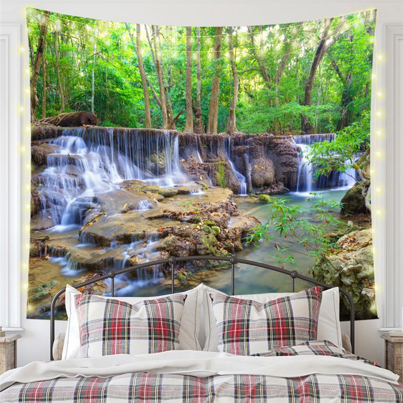 

Nordic Nature Forest Landscape Mew Гобелен Фон Ткань HD Подвесной Тканевый Гобелен Домашний Декор 150*200cm