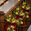 Nordic Christmas Stair Garland with Bow Ornament Wall Decoration