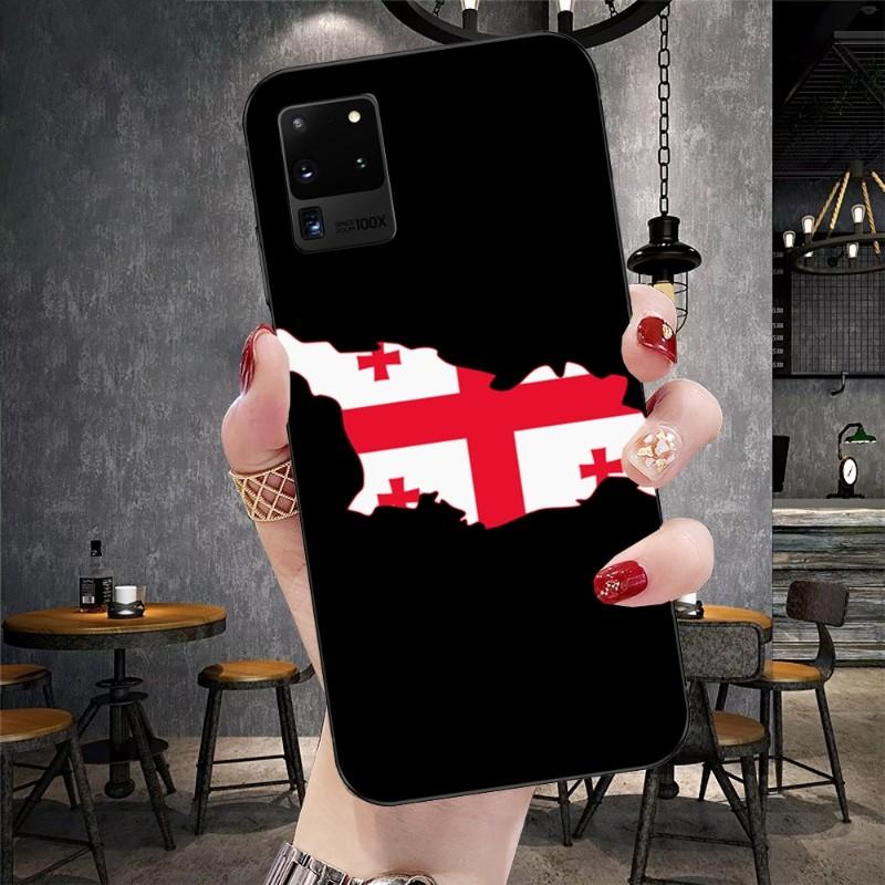 Georgia Flag Phone Case For Samsung Galaxy S6 S7 S8 S9 S10 S21 S22 Plus Ultra Soft Black Phone Cover