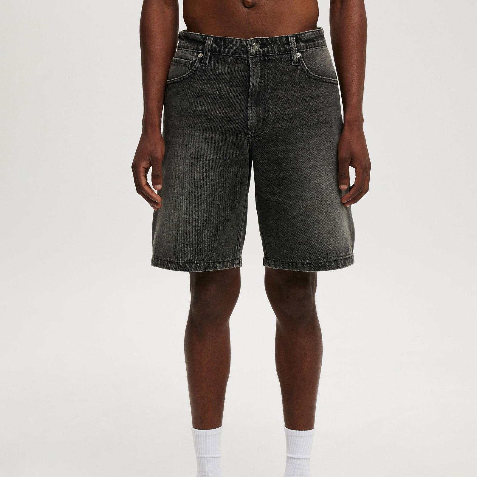 

Casual Men s Knee Length Denim Shorts Fashion High Waist Loose Fit Baggy Jean Shorts for Summer Daily Streetwear XL сірий