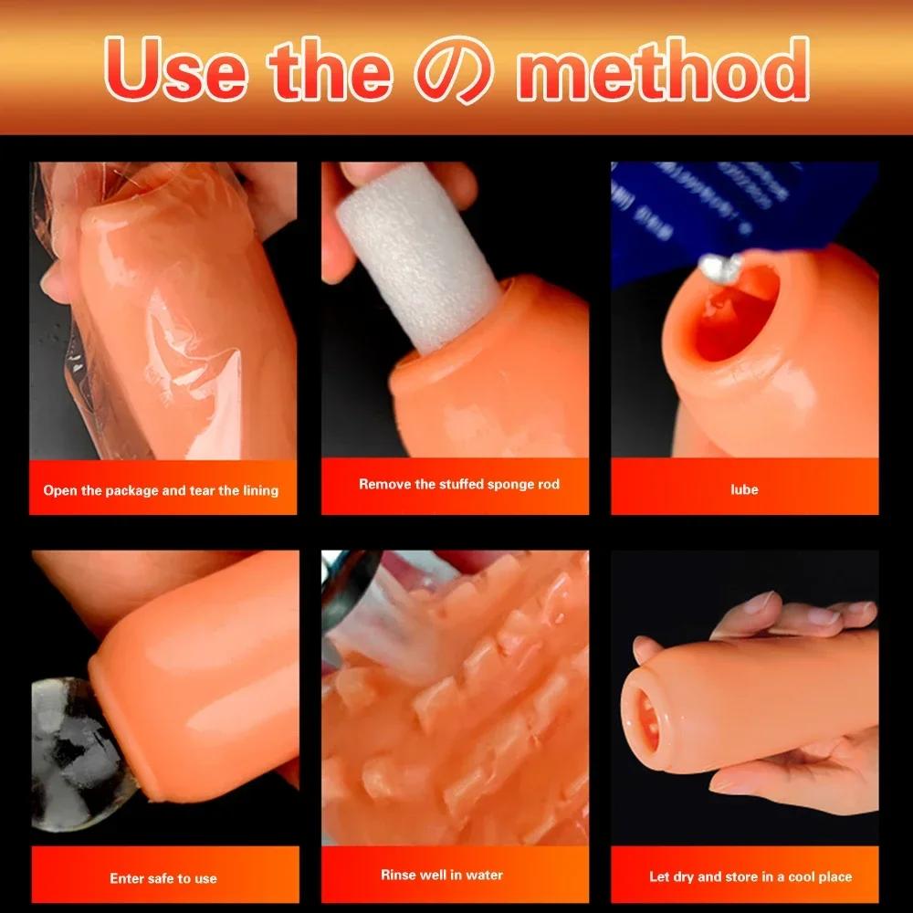 Male Masturbator Cup Realistic Vagina Soft Pocket Pussy Blowjob Penis Exercise Massager Erotic Sex Toys For Men Adult Supplies