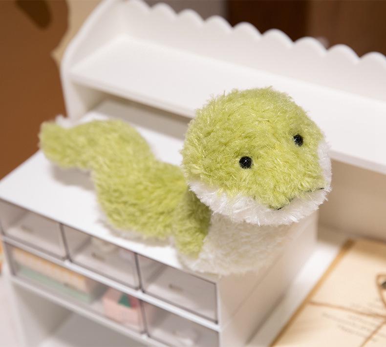 JC Style Cute Plush Green Snake Doll with Curly Hair Texture - Perfect Gift for Girls & Children's Birthdays