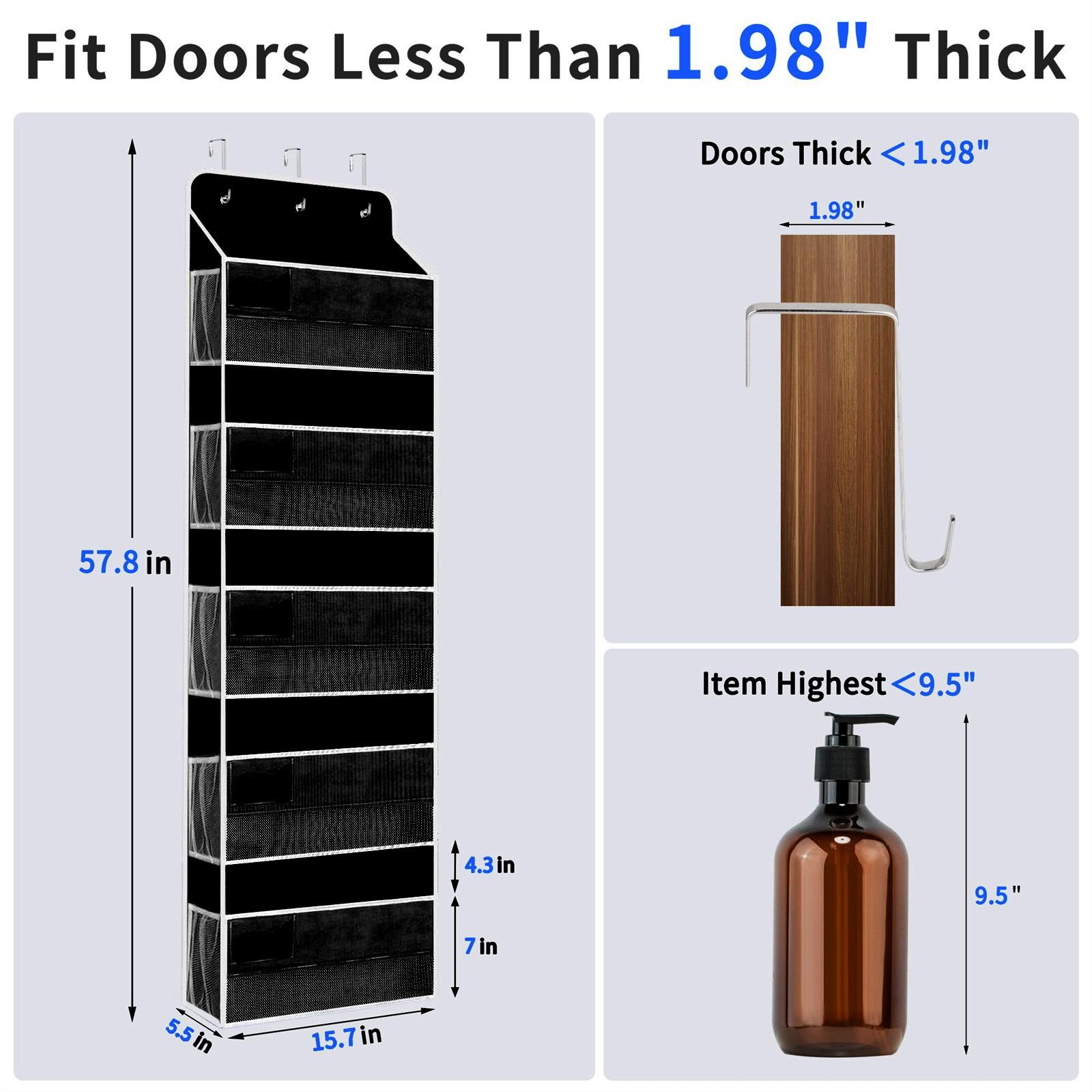 

Обновленный Органайзер-подвесная сумка для закрытого хранения большой вместимости, Пятислойный нетканый материал, Дверное хранилище, Подвесная сумка без перфорации, Сумка для хранения чёрный