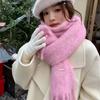 Women's wool-blended knitted solid-color scarf winter thickened warm student scarf men