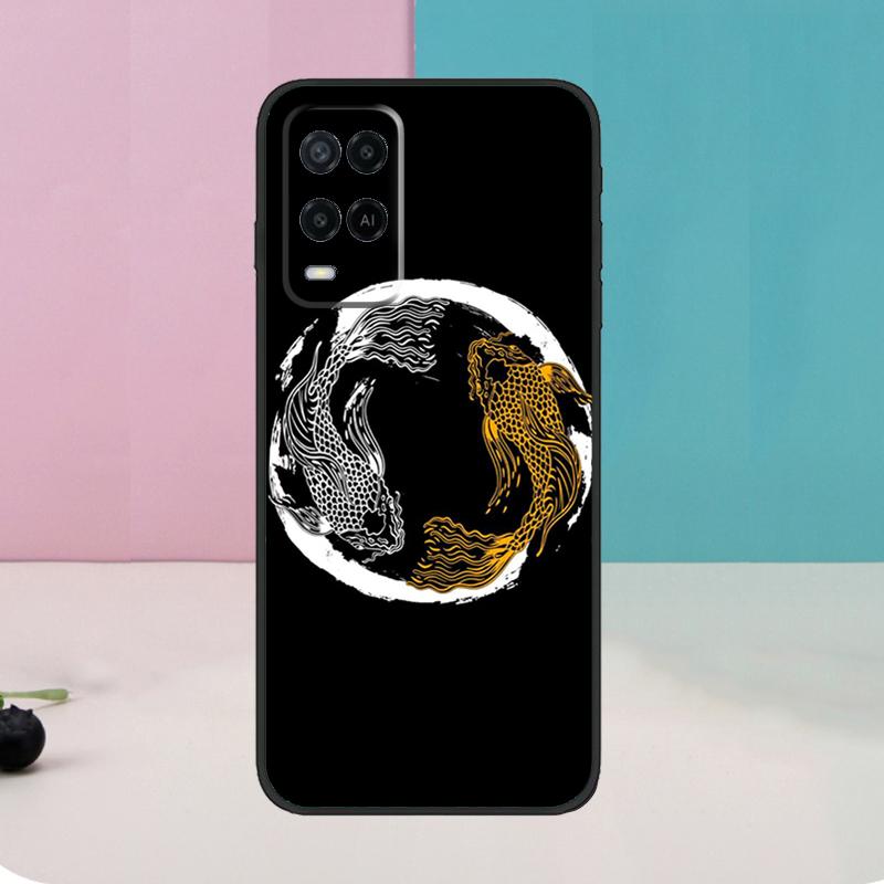 Koi Fish Yin Yang For OPPO A98 A78 A58 A5 A9 A15 A17 A57 A77 A96 A76 A16 A54 A74 A94 A52 A72 A57S A53S Case