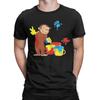 Lustige Anime Cartoon Niedlicher Brauner Affe T-Shirts Herren Rundhals Kurzarm Tops Neugieriger George Baumwolle Sommer Tops