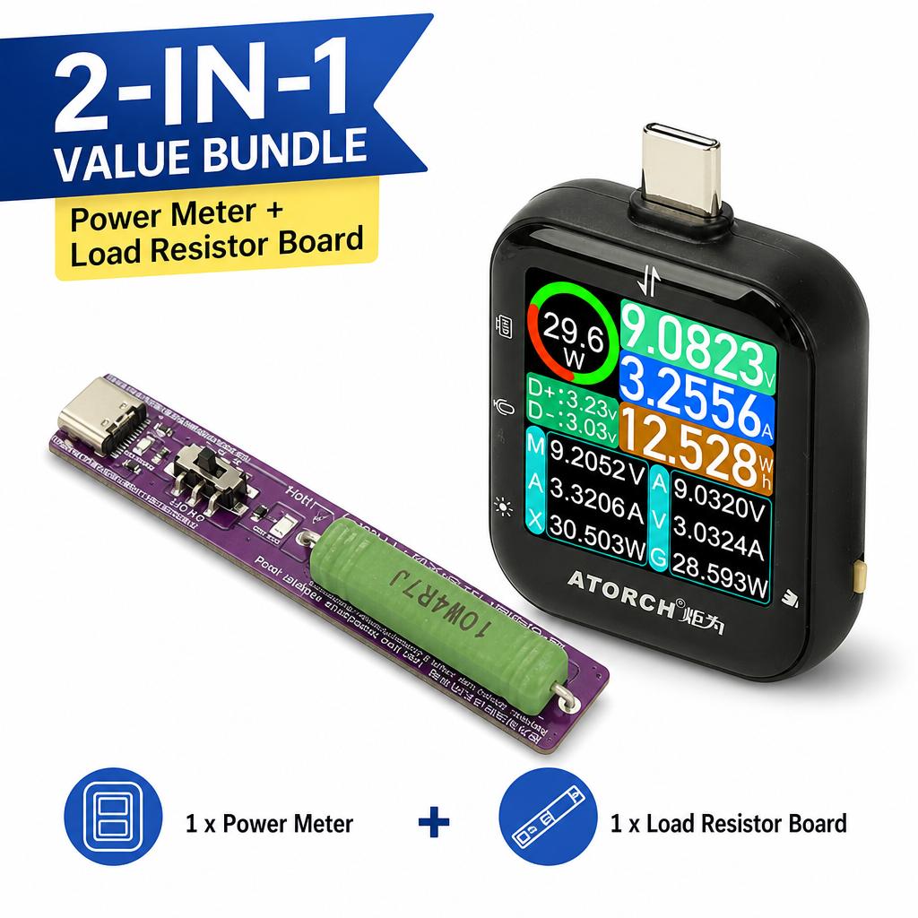 T3 Capacitive Touch Power Meter USB Type-C Charging Tester DC 4.5-50V 6A High Precision Digital Voltage Current CPU Temp Meter
