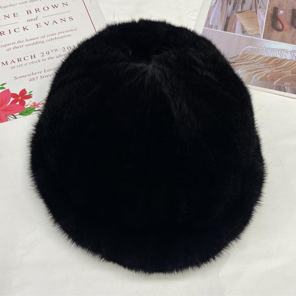 

Натуральная норковая меховая шляпа-ведро женская зимняя элегантная стильная теплая шляпа-купол One Size чёрный