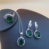 Jewelry Set Three Piece Oval European and American Style Tanzanite Crystal