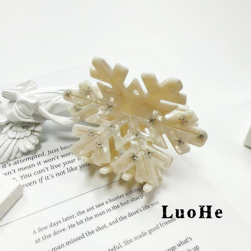 

Luohe Acetate Snowflake Rhinestone Hair Clip - Cute Cartoon Claw for Women