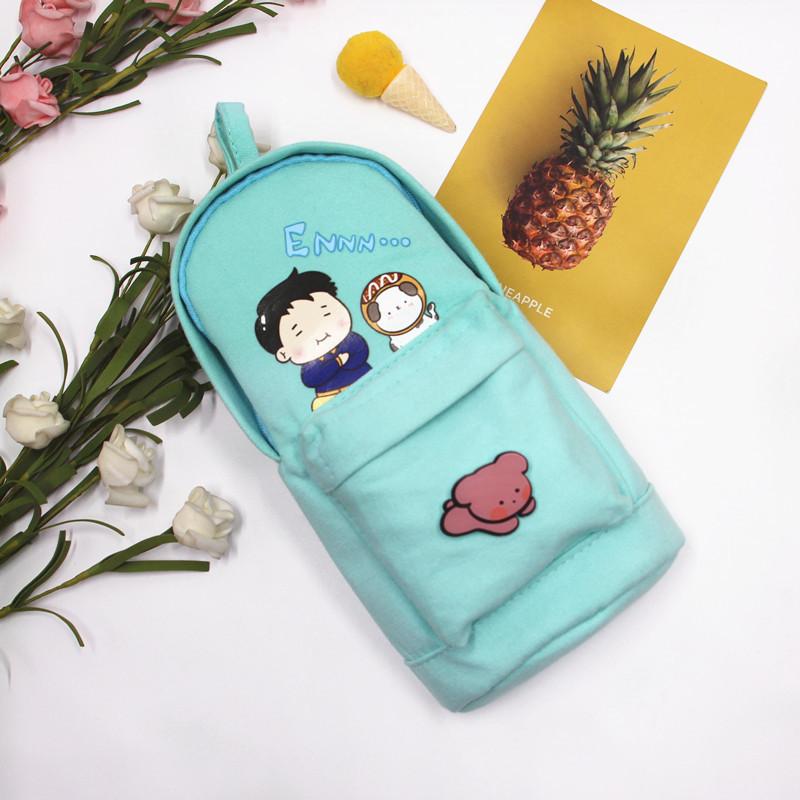 

Холщовая многофункциональная сумка-пенал с очаровательным дизайном для школы и путешествий зелёный