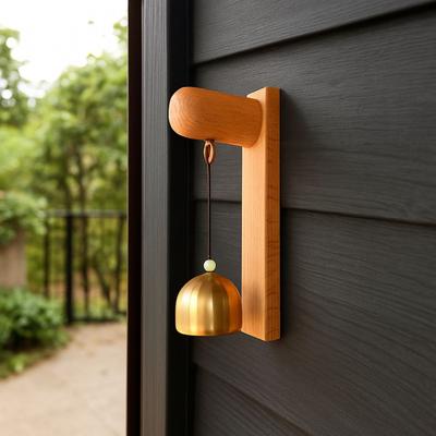 Creative Japanese Style Wooden Door Bell Bells Clang Handmade Shopkeepers Bell Rustic Door Opening Bell Cafe
