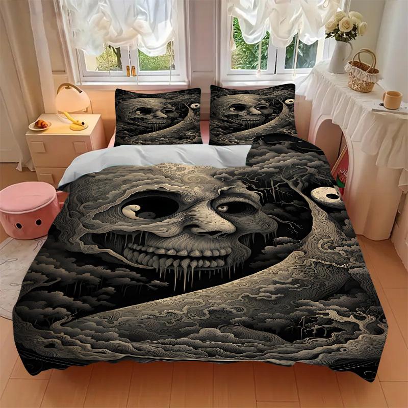 3pcs Bedding Set Skull Forest Includes 1 Comforter + 2 Pillowcases, Without Pillow Inserts, Soft Comfortable, Lightweight Breathable124